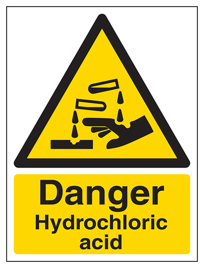 Danger Hydrochloric Acid Sign - Portrait
