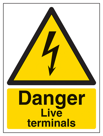 Danger Live Terminals Sign - Portrait