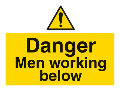 Danger Men Working Below Sign - Large Landscape