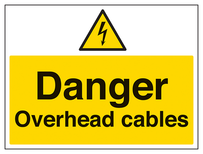Danger Overhead Cables Sign - Large Landscape