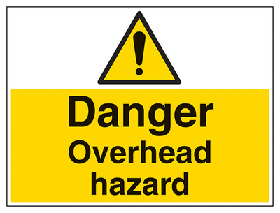 Danger Overhead Hazard Sign - Large Landscape