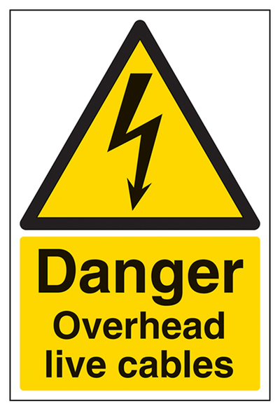 Danger Overhead Live Cables Sign - Portrait