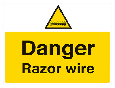 Danger Razor Wire Sign - Large Landscape