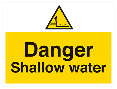 Danger Shallow Water Sign - Large Landscape