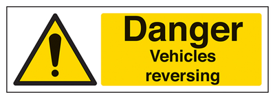 Danger Vehicles Reversing Sign - Landscape