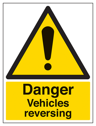 Danger Vehicles Reversing Sign - Portrait
