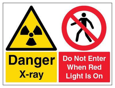 Danger X-Rays Do Not Enter Sign - Red Light Warning - Landscape