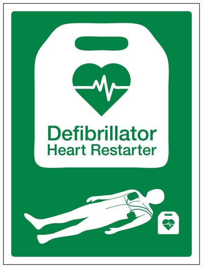 Defibrillator Heart Restarter Sign Resus Council And Bhf Approved