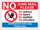 No Access Symbol: No Junk Mail Please, No Menus, No Flyers...