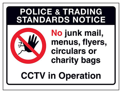 Police And Trading No Junk Mail Menus Cctv In Operation