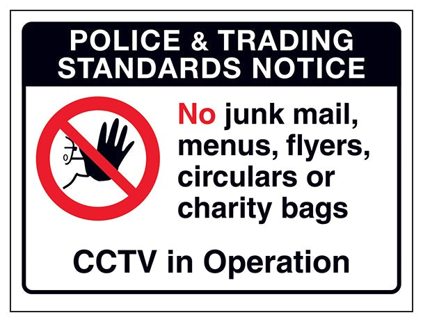 Police And Trading No Junk Mail Menus Cctv In Operation