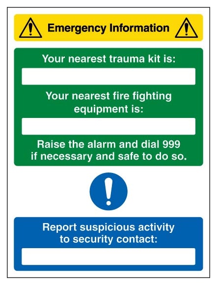 Emergency Information Nearest Trauma Kit Fire Equipment Is