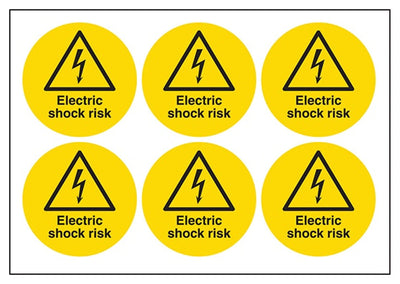 Electric Shock Risk Vinyl Labels On A Sheet