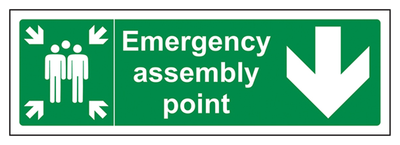 Emergency Assembly Point Arrow Down Sign