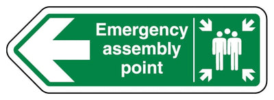 Emergency Assembly Point Arrow Left - Shaped Sign