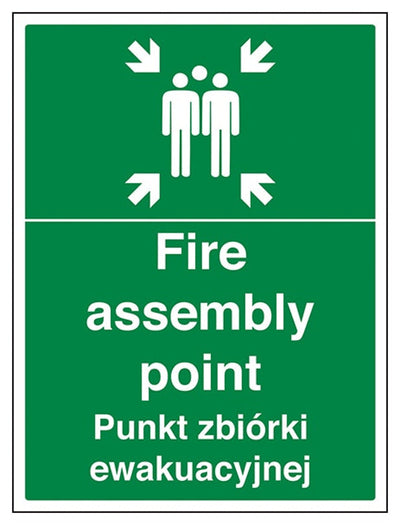 English/Polish Sign - Fire Assembly Point