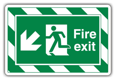 Fire Exit Arrow Down Left Extraviz