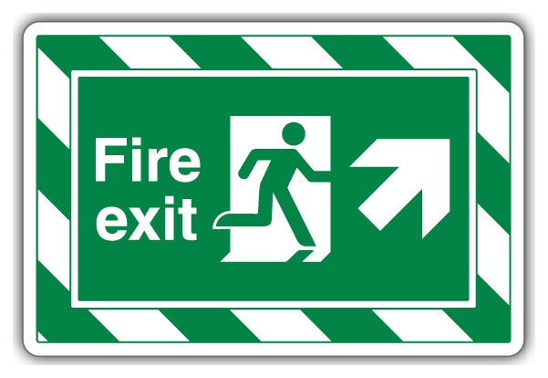 Fire Exit Arrow Up Right Extraviz