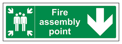 Fire Assembly Point Arrow Down Sign