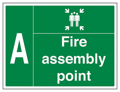 Fire Assembly Point with Family and Letter A Sign