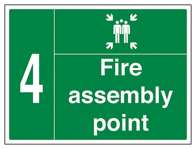 Fire Assembly Point with Family and Number 4 Sign