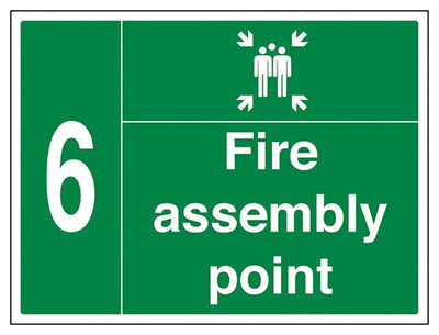 Fire Assembly Point with Family and Number 6 Sign