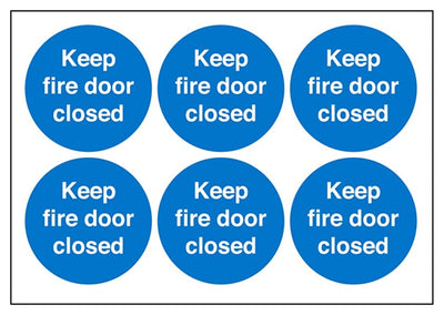 Fire Door Keep Closed Vinyl Labels On A Sheet
