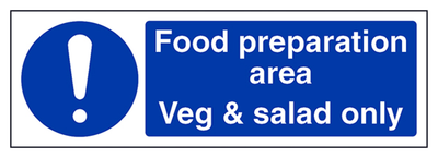 Food Preparation Area Sign - Veg/Salad Only - Landscape