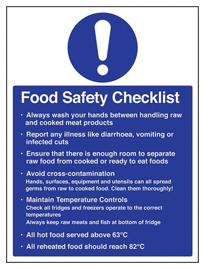 Food Safety Checklist Sign - Portrait