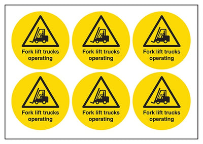Fork Lift Trucks Operating Vinyl Labels On A Sheet