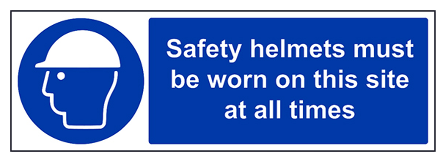 Safety Helmets Must Be Worn On This Site At All Times Sign - Landscape
