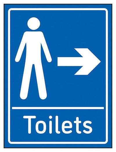 Mens Toilets Arrow Right Blue Sign