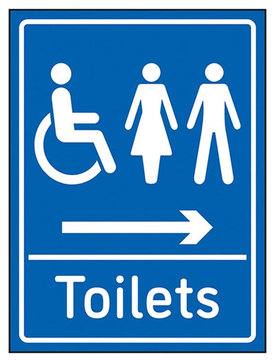 Mixed Toilets Arrow Right Blue Sign