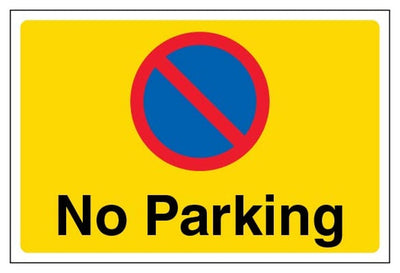 No Parking Sign - Yellow - Large Landscape