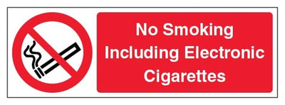 No Smoking Including Electronic Cigarettes Sign - Landscape