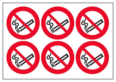 No Smoking Vinyl Labels On A Sheet