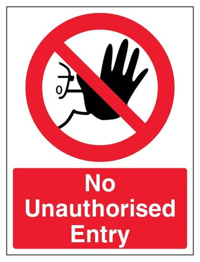 No Unauthorised Entry Sign - Portrait