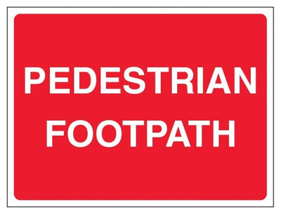 Pedestrian Footpath Sign - Landscape - Red