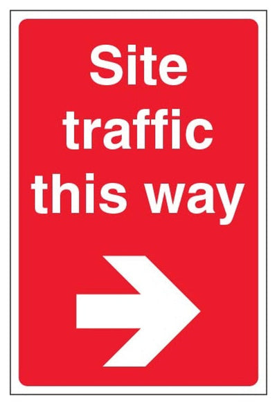 Site Traffic This Way Sign - Portrait - Arrow Right