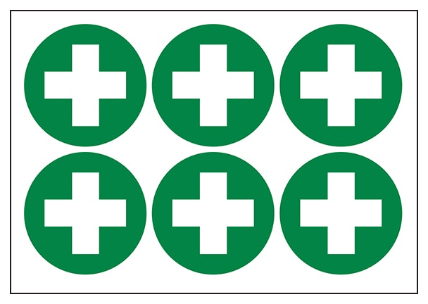 First Aid Cross Vinyl Labels On A Sheet