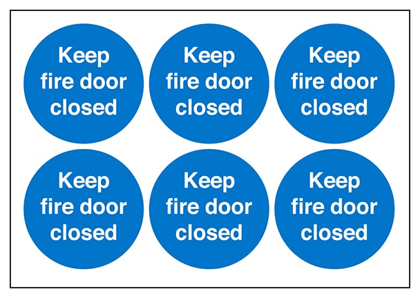 Fire Door Keep Closed Vinyl Labels On A Sheet