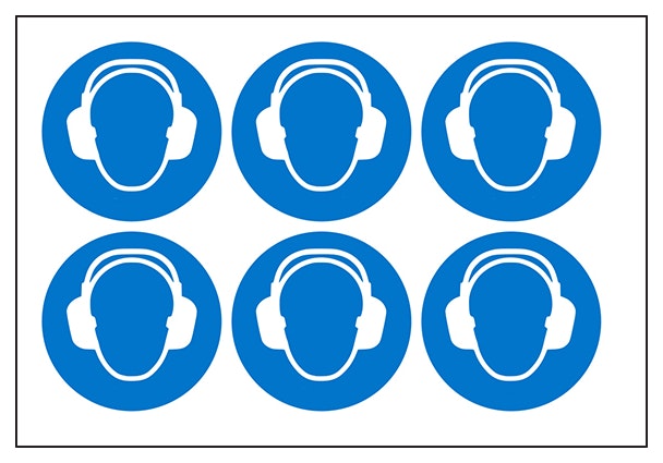 Ear Protection Vinyl Labels On A Sheet