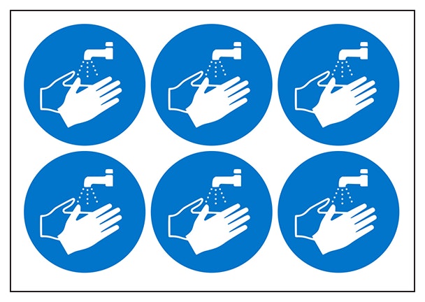 Hand Washing Vinyl Labels On A Sheet