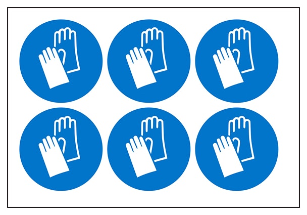 Hand Protection Vinyl Labels On A Sheet