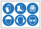 6 Mixed PPE Vinyl Labels On A Sheet