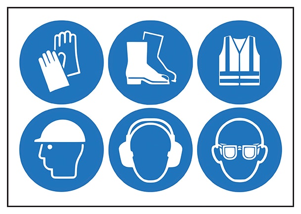 6 Mixed Ppe Vinyl Labels On A Sheet