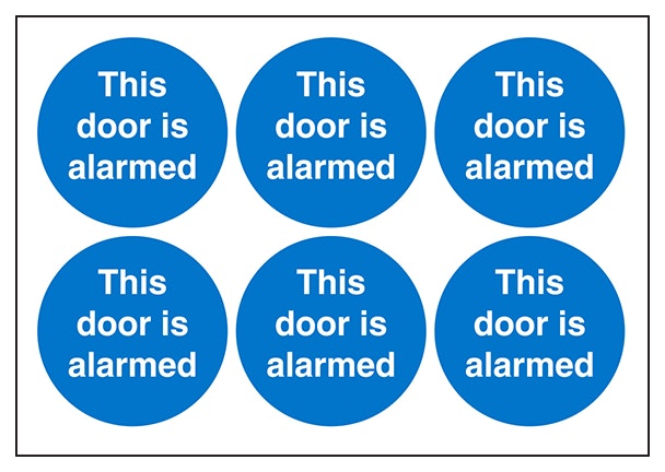 This Door Is Alarmed Vinyl Labels On A Sheet