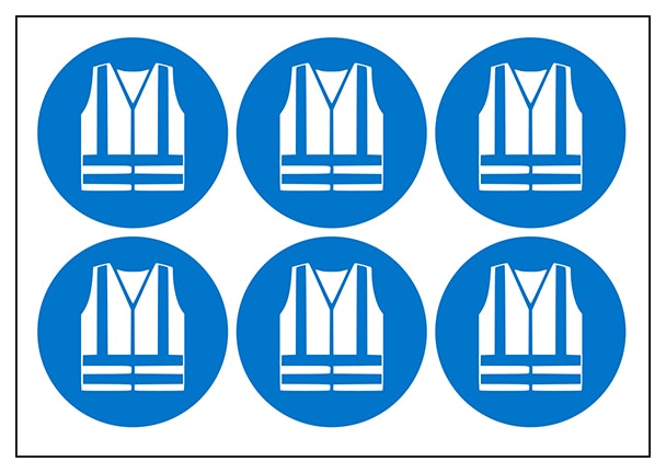 Hi Vis Jacket Vinyl Labels On A Sheet