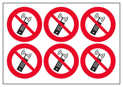 No Mobile Phone Vinyl Labels On A Sheet