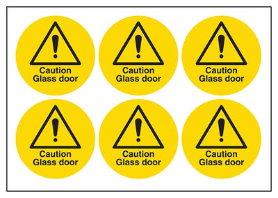 Caution Glass Door Vinyl Labels On A Sheet